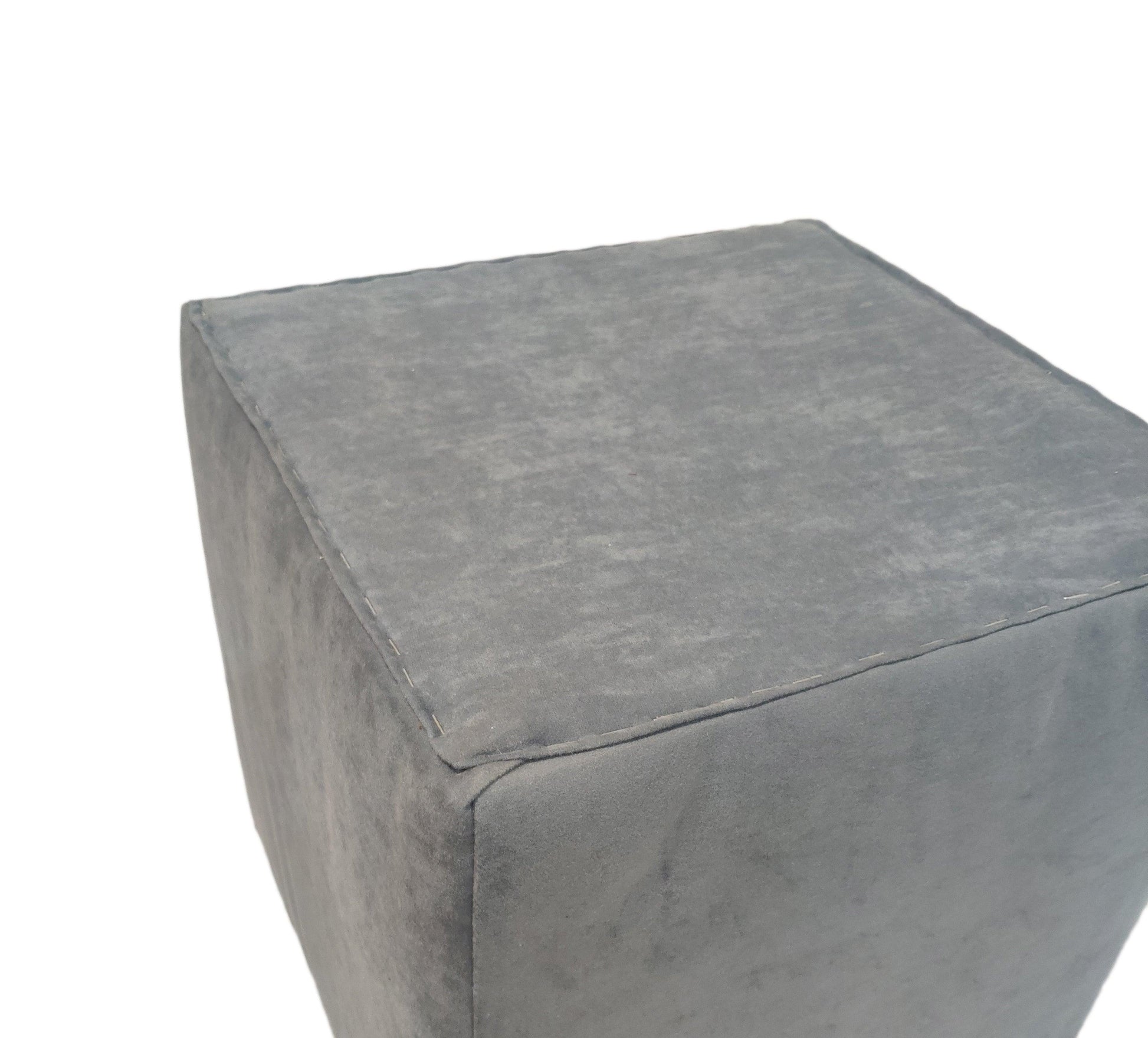 Puff terciopelo acolchado azul grisáceo 42x42x42cm - Welderfire