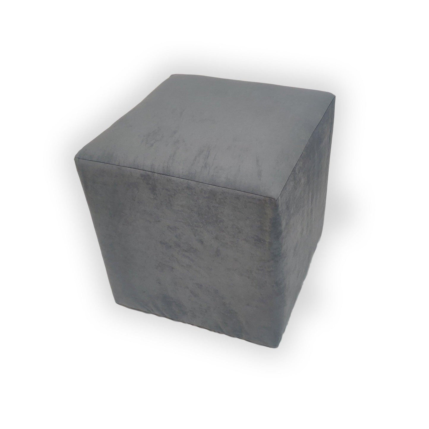 Puff terciopelo acolchado azul grisáceo 42x42x42cm - Welderfire