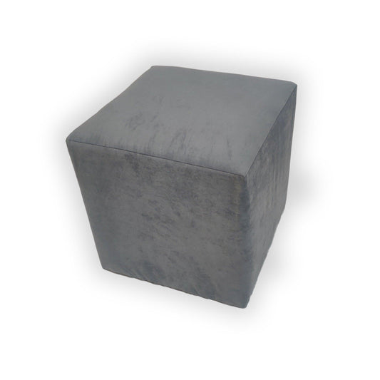 Puff terciopelo acolchado azul grisáceo 42x42x42cm - Welderfire