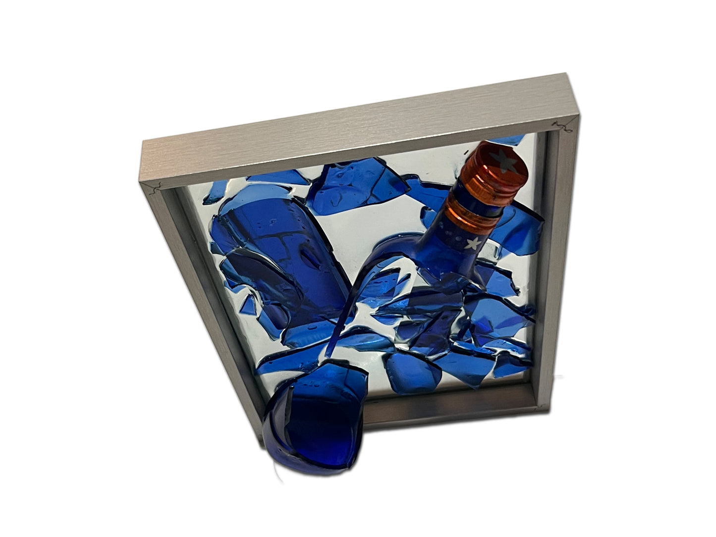 cuadro de botella rota azul