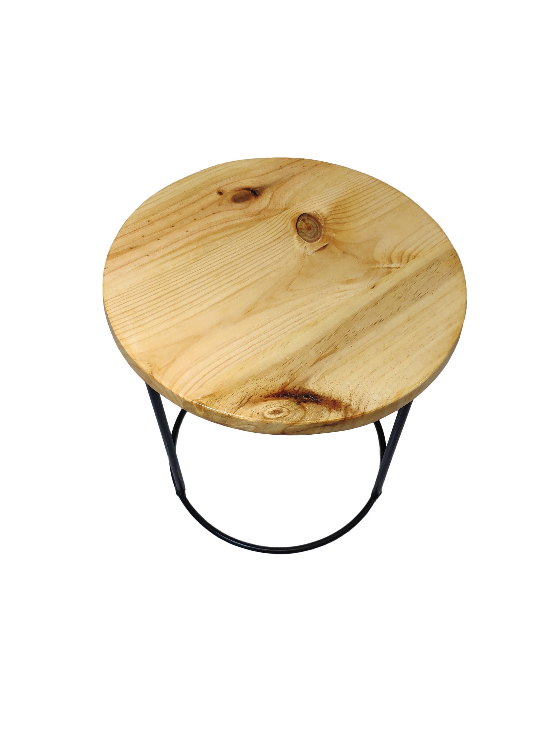 Taburete redondo madera natural negro. - Welderfire