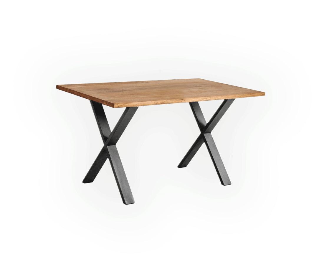 mesa comedor patas negras acero diseño terraco madera de pino maciza - Welderfire