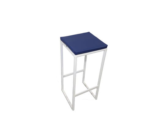 taburete piscina blanco acolchado cuero azul - Welderfire