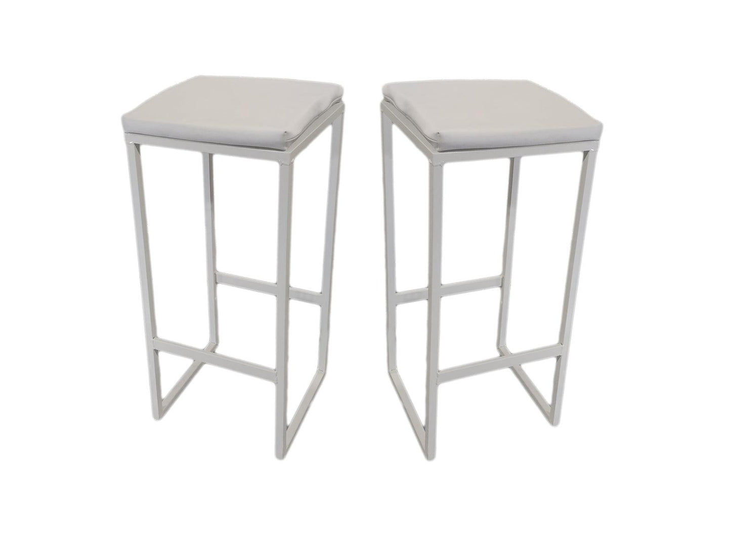 2 taburetes piscina blancos acolchados cuero blanco - Welderfire