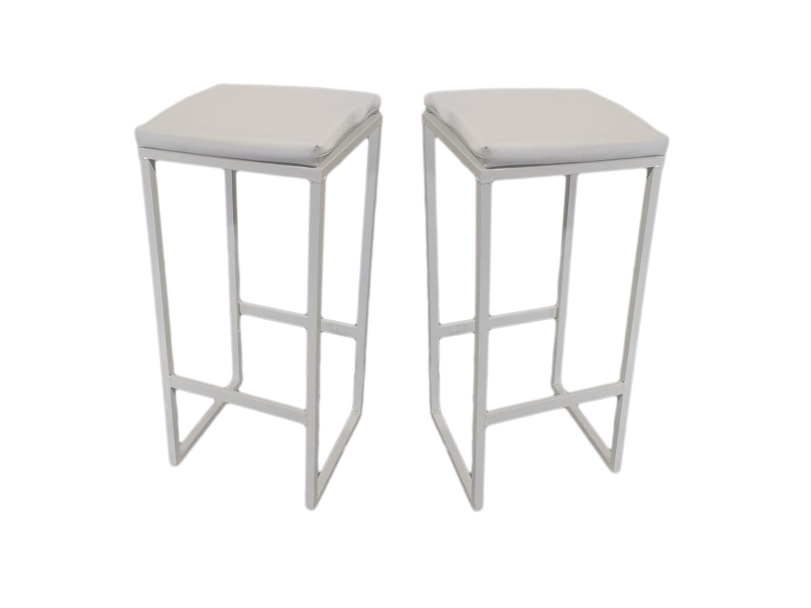 2 taburetes piscina blancos acolchados cuero blanco - Welderfire