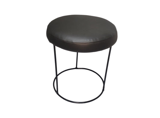 Taburete redondo acolchado cuero sintético negro. - Welderfire