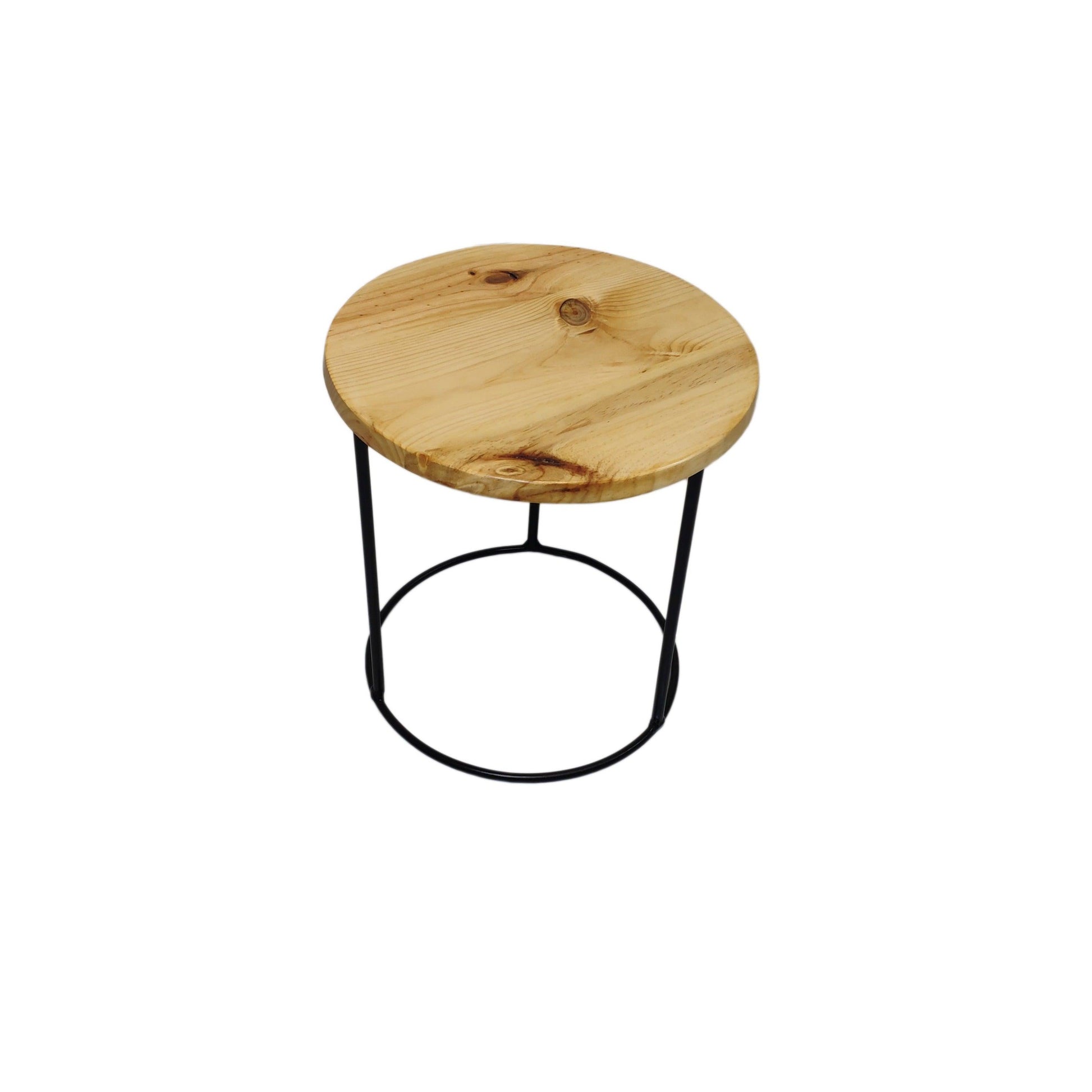 Taburete redondo madera natural negro. - Welderfire