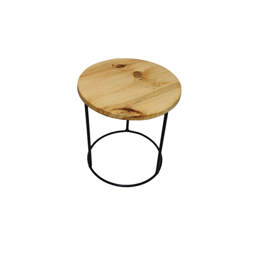 Taburete redondo madera natural negro. - Welderfire