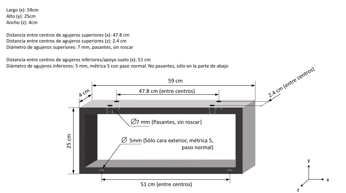2 patas como plano tubo 4x2cm