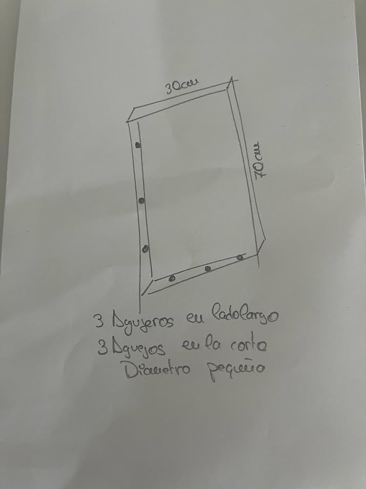 1 pata solo de tubo de 4x2cm (medidas finales 70x30) taladros como croquis