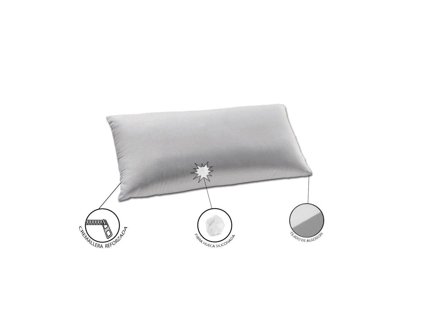 ( Pack 2 ) Almohadas de fibra algodón rellenas ( OFERTA ) con cremallera | blancas - Welderfire