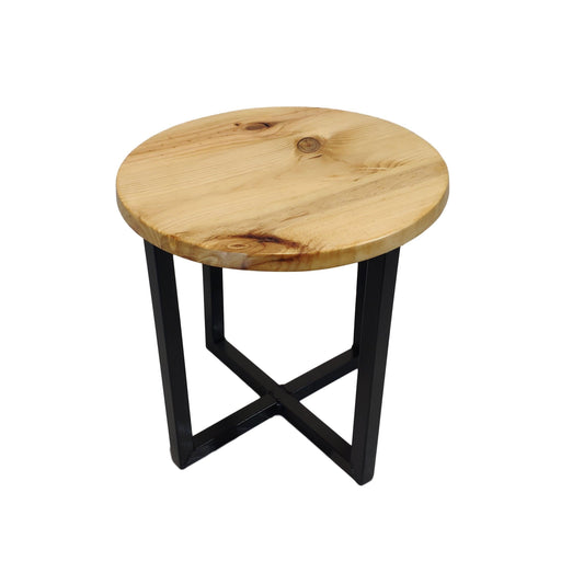 Taburete redondo en x madera pino natural - Welderfire