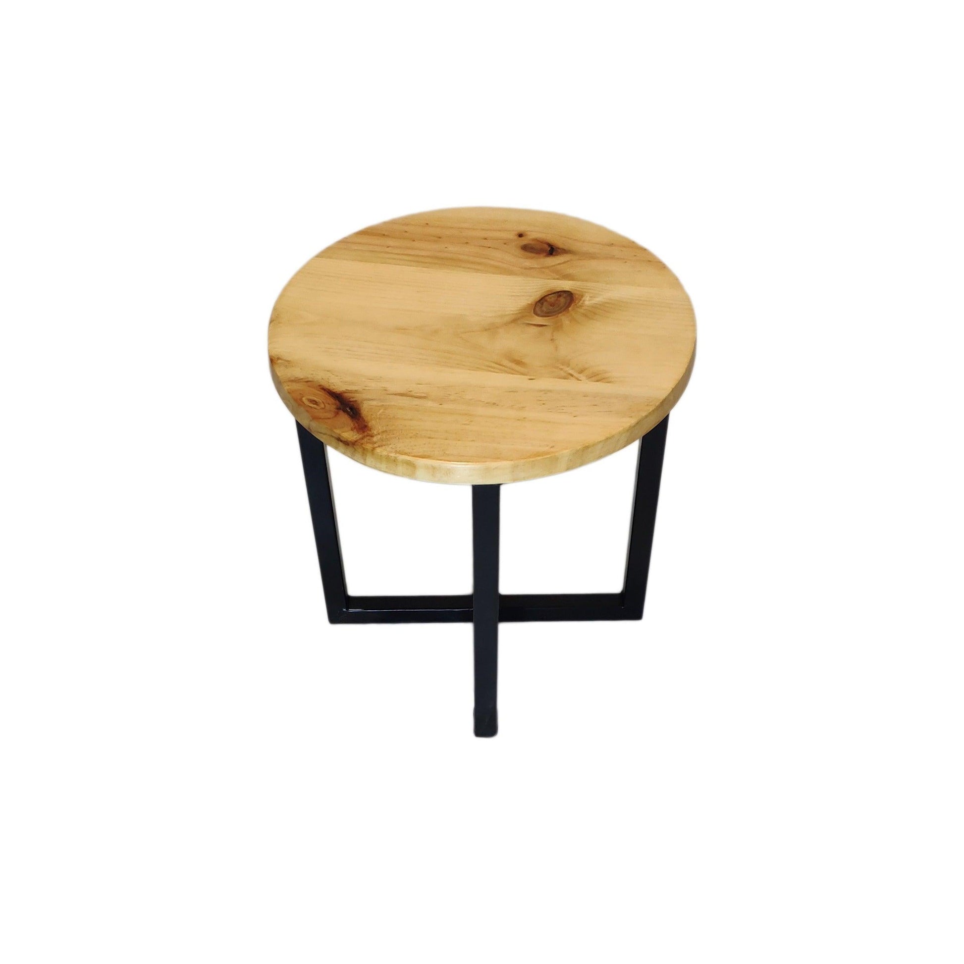 Taburete redondo en x madera pino natural - Welderfire