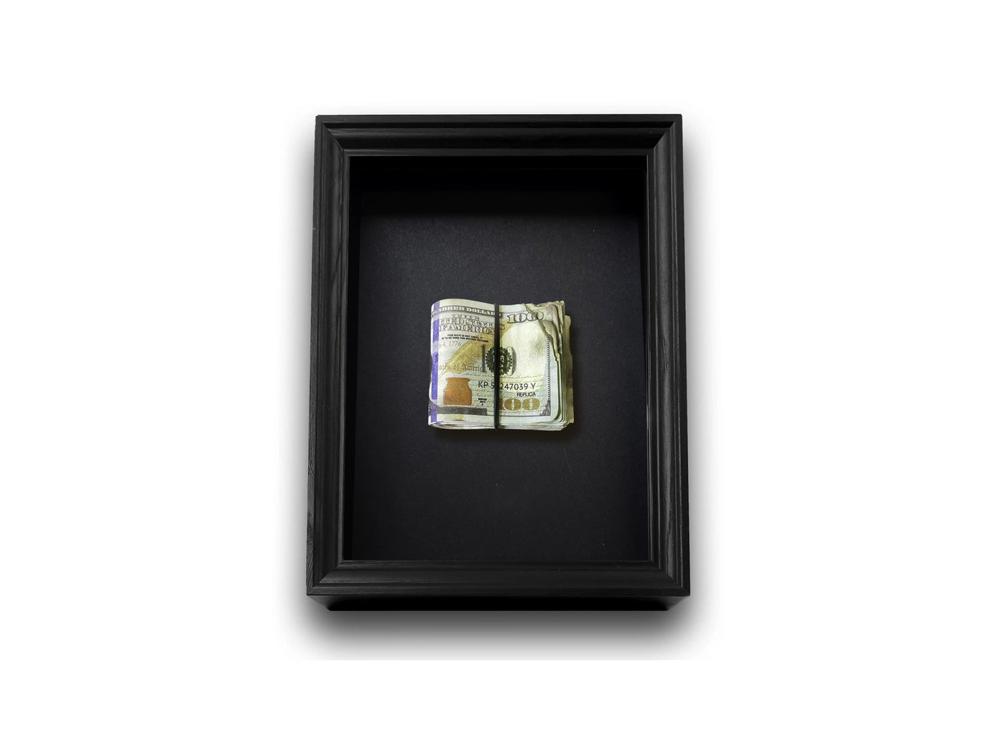 Cuadro color negro con billetes de dolar - Arte moderno