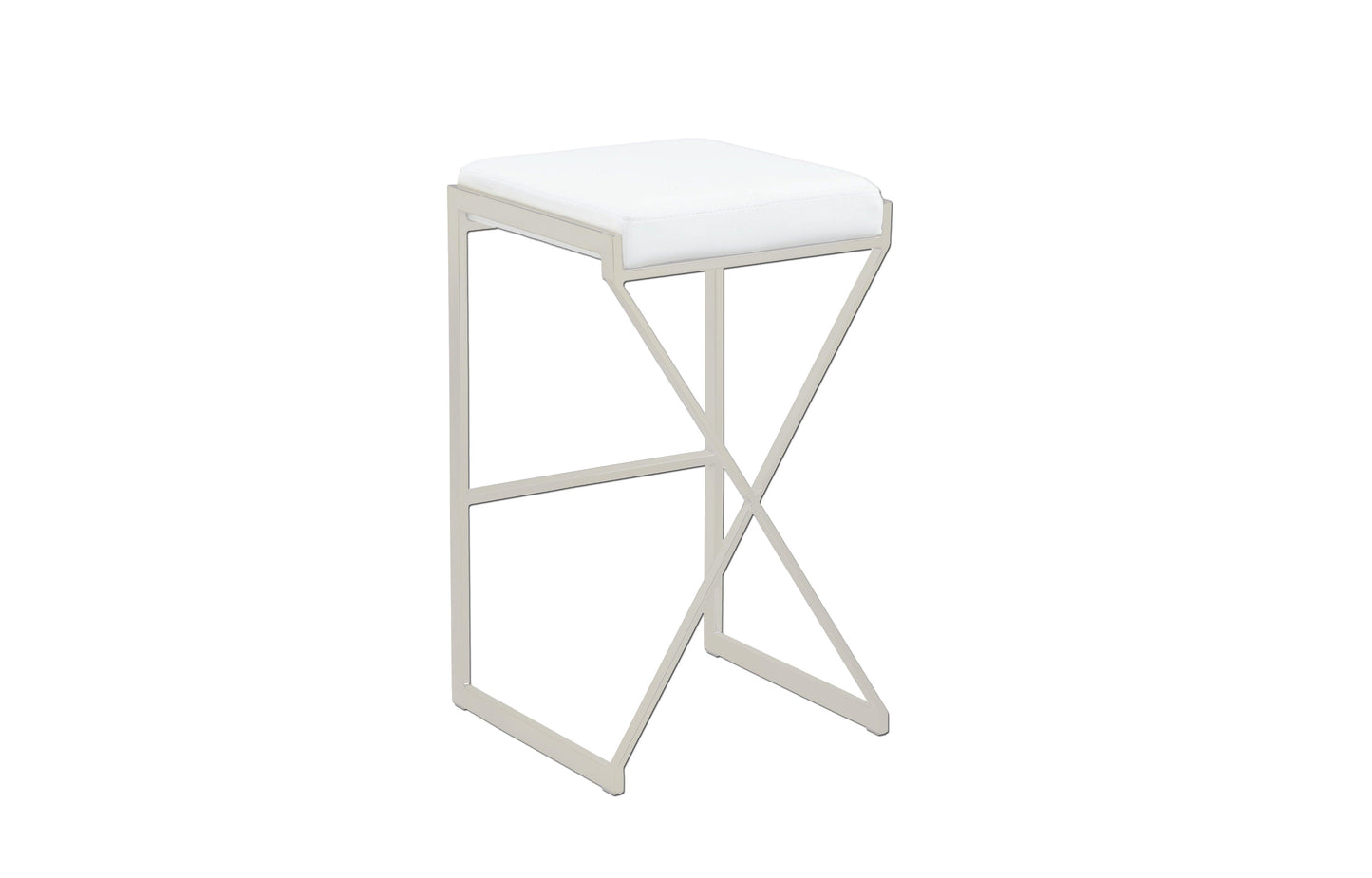 Lote 20 Und. Taburetes en X Acero Inox. tapizado acolchado Alto poli piel sintética. Blanca o negro - Welderfire