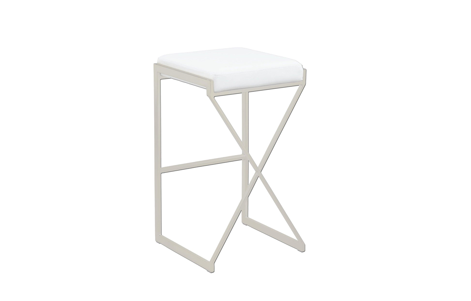 Lote 20 Und. Taburetes en X Acero Inox. tapizado acolchado Alto poli piel sintética. Blanca o negro - Welderfire