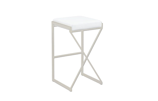 Lote 20 Und. Taburetes en X Acero Inox. tapizado acolchado Alto poli piel sintética. Blanca o negro - Welderfire