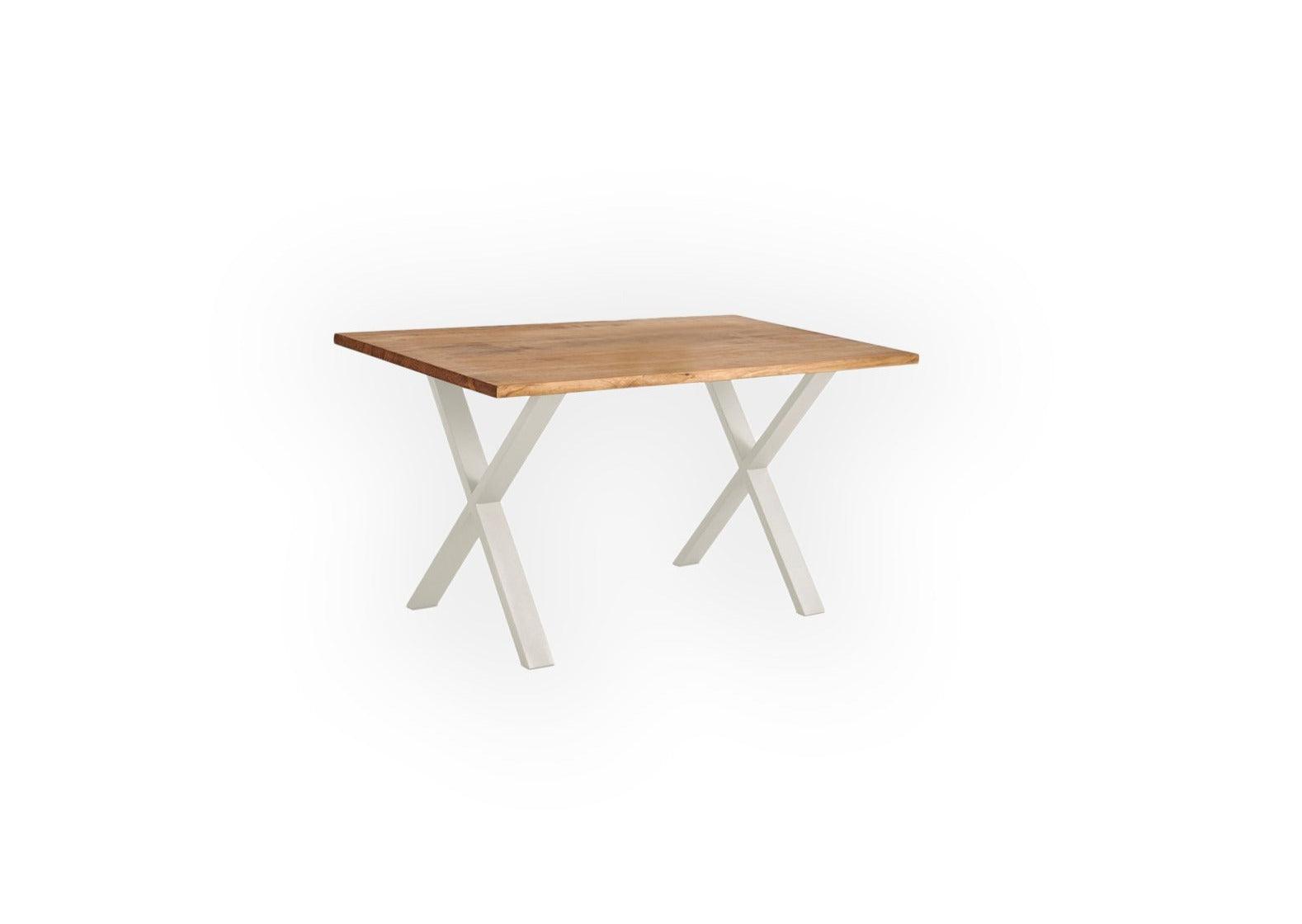 mesa comedor patas blancas acero diseño terraco madera de pino maciza - Welderfire