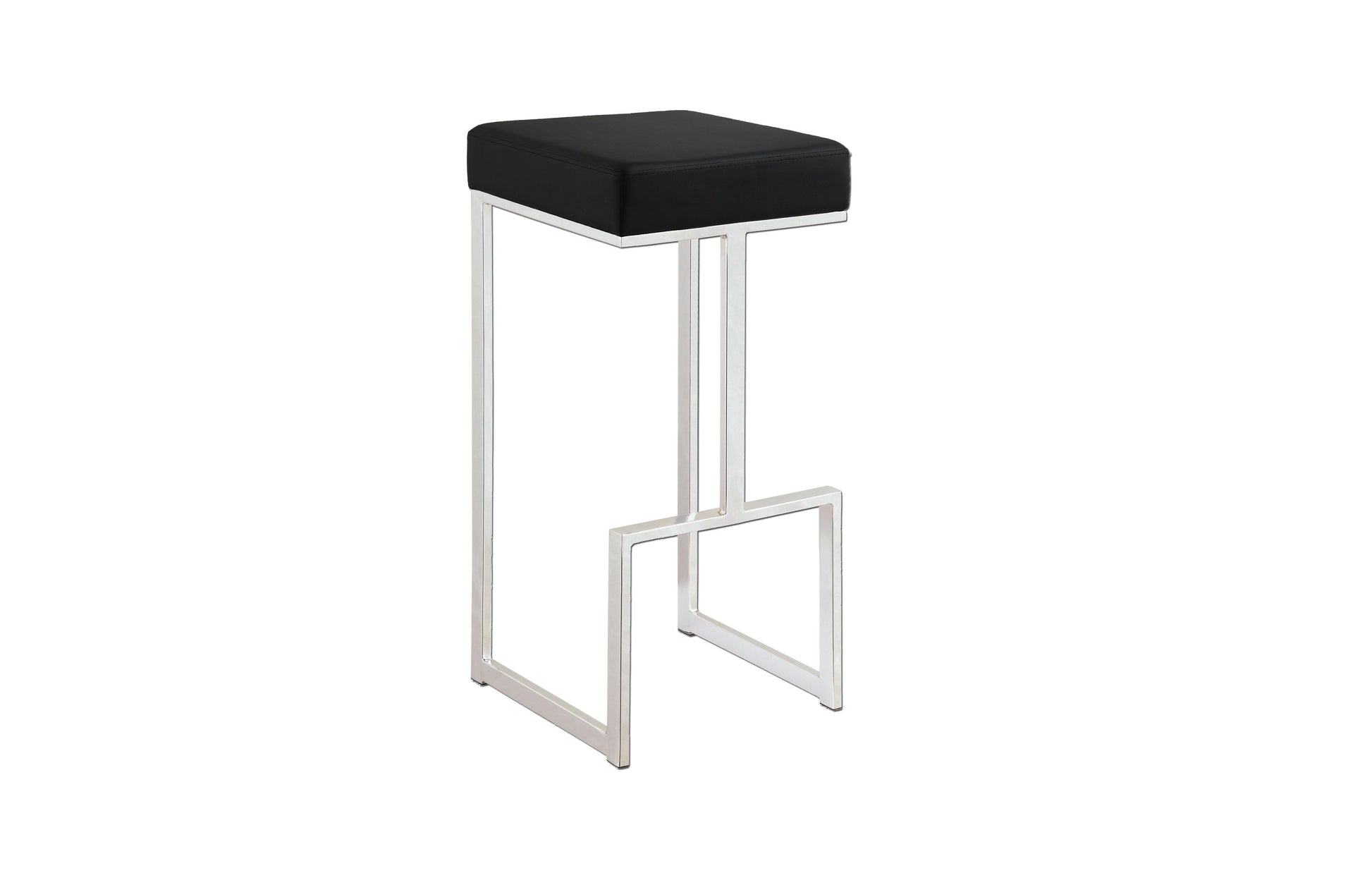 Taburete acero inox. 304 tapizado cromado alto poli piel sintética