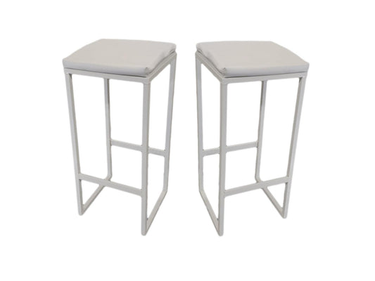 2 taburetes piscina blancos acolchados cuero blanco - Welderfire