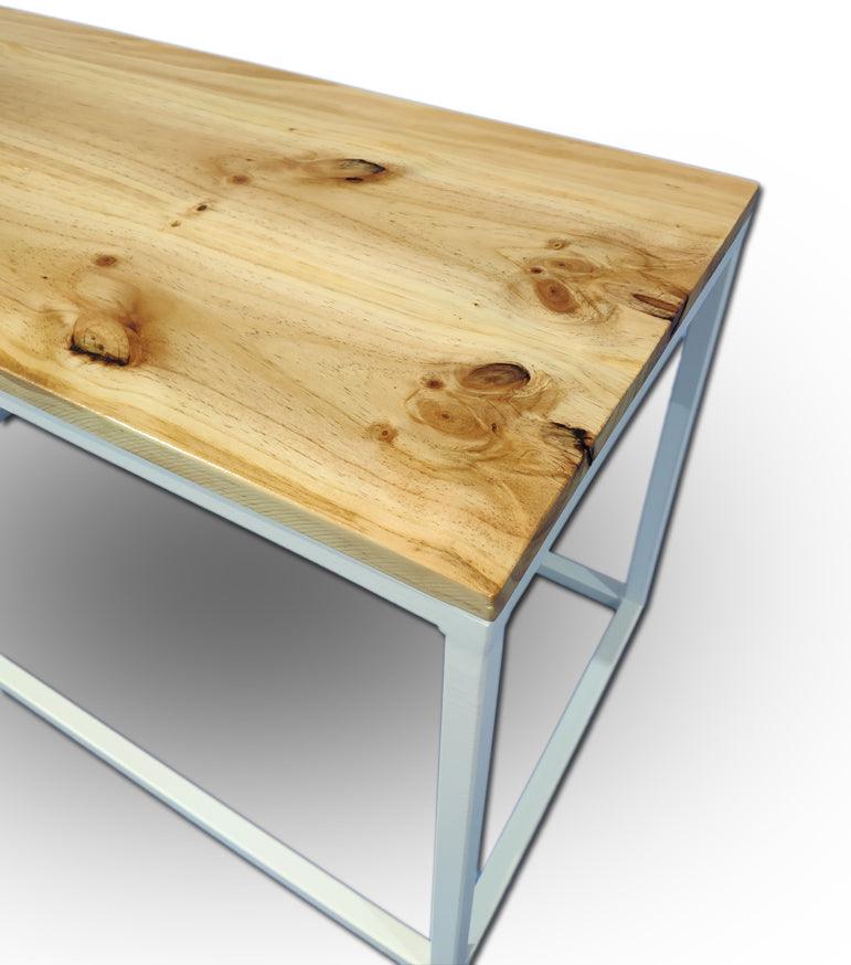 MESA MODERNA BLANCA MADERA NATURAL DE PINO LACADO - Welderfire