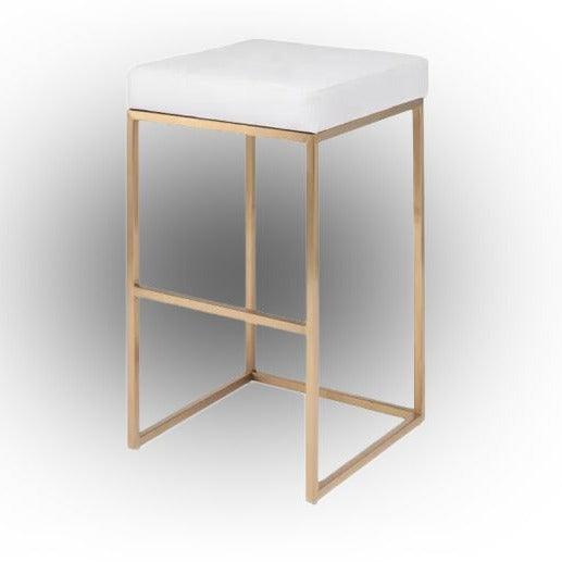 TABURETE ORO ALTO EN TERCIOPELO BLANCO DESIGN - Welderfire