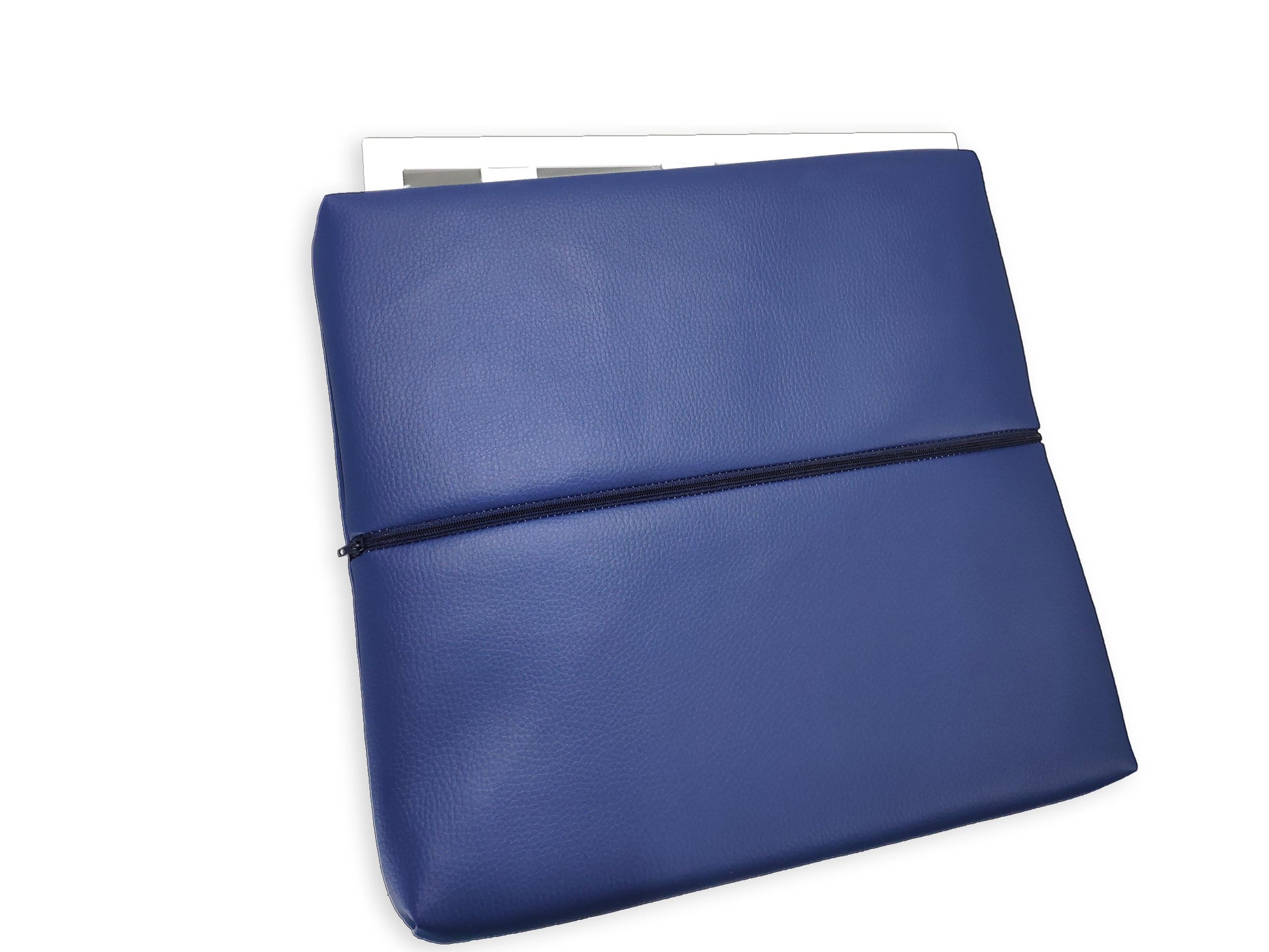 Mesa alta blanca madera pino natural + 2 taburetes acolchados cuero azul - Welderfire