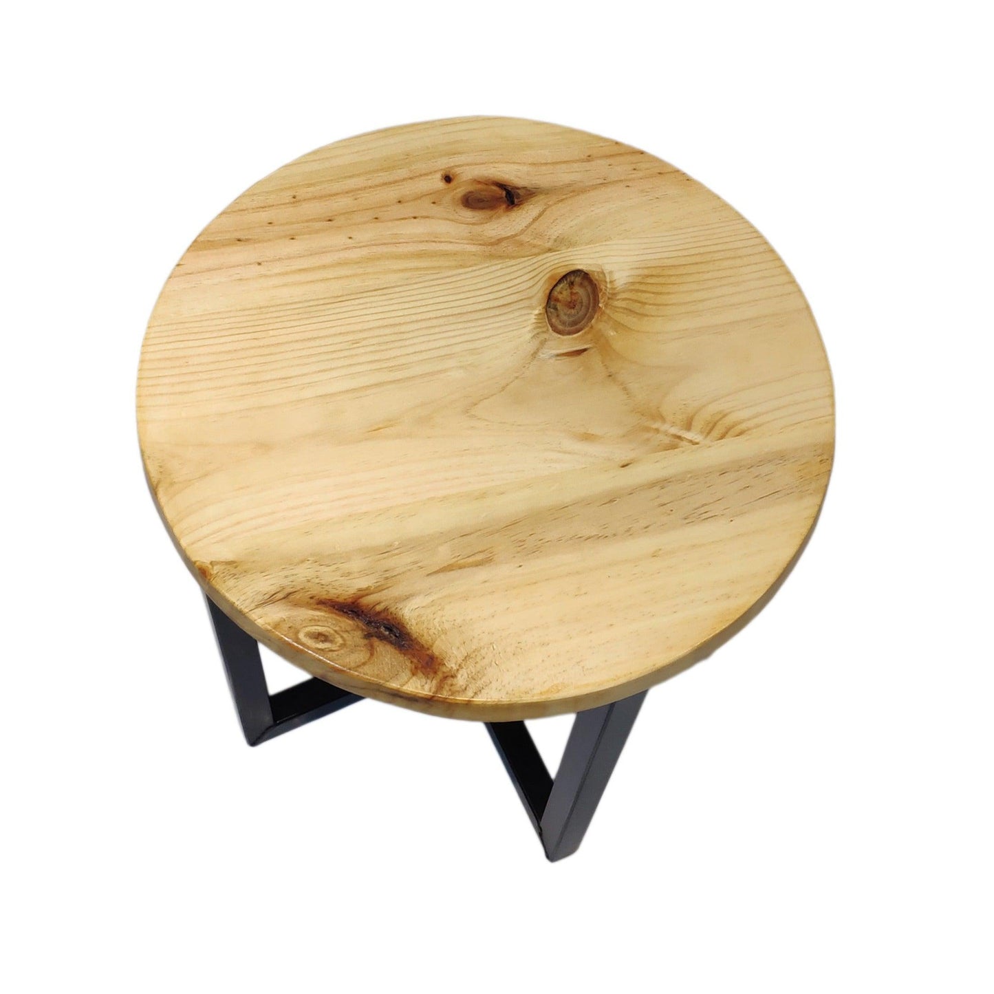 Taburete redondo en x madera pino natural - Welderfire