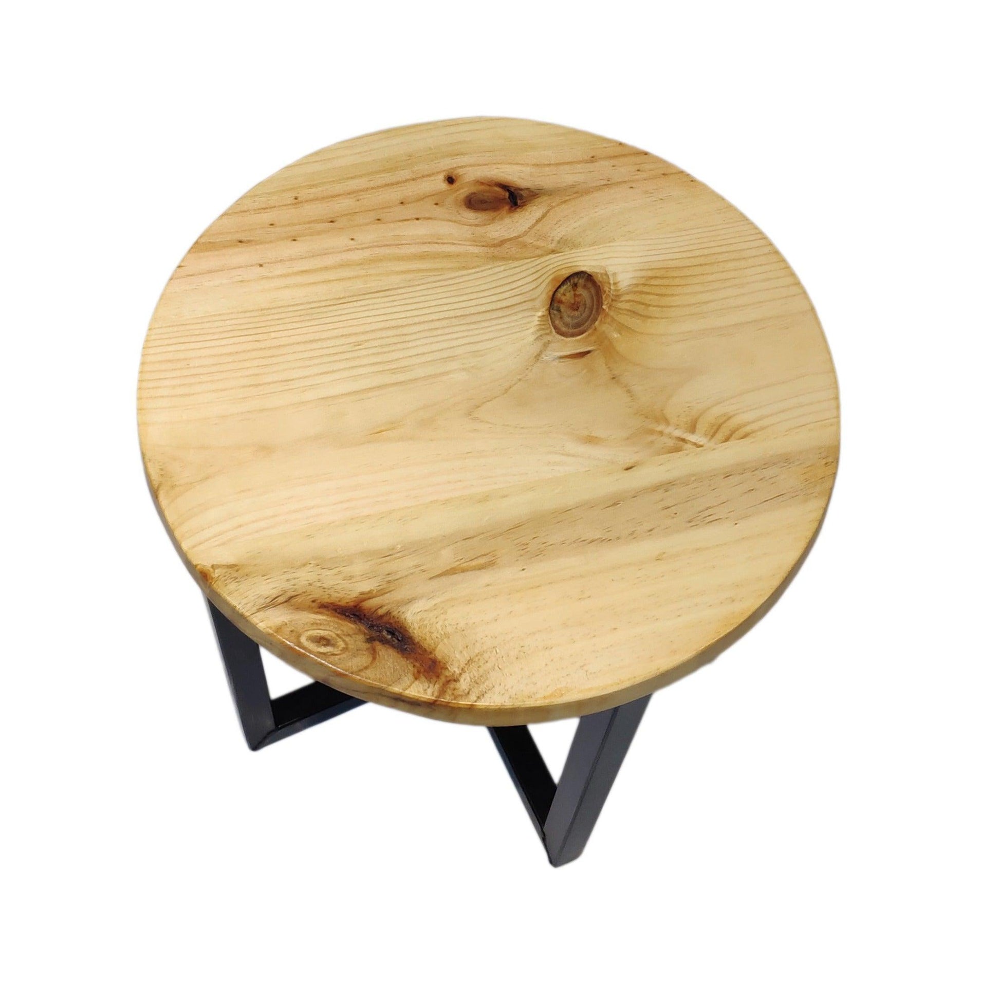 Taburete redondo en x madera pino natural - Welderfire